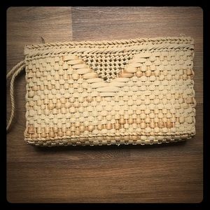 Vintage straw wristlet